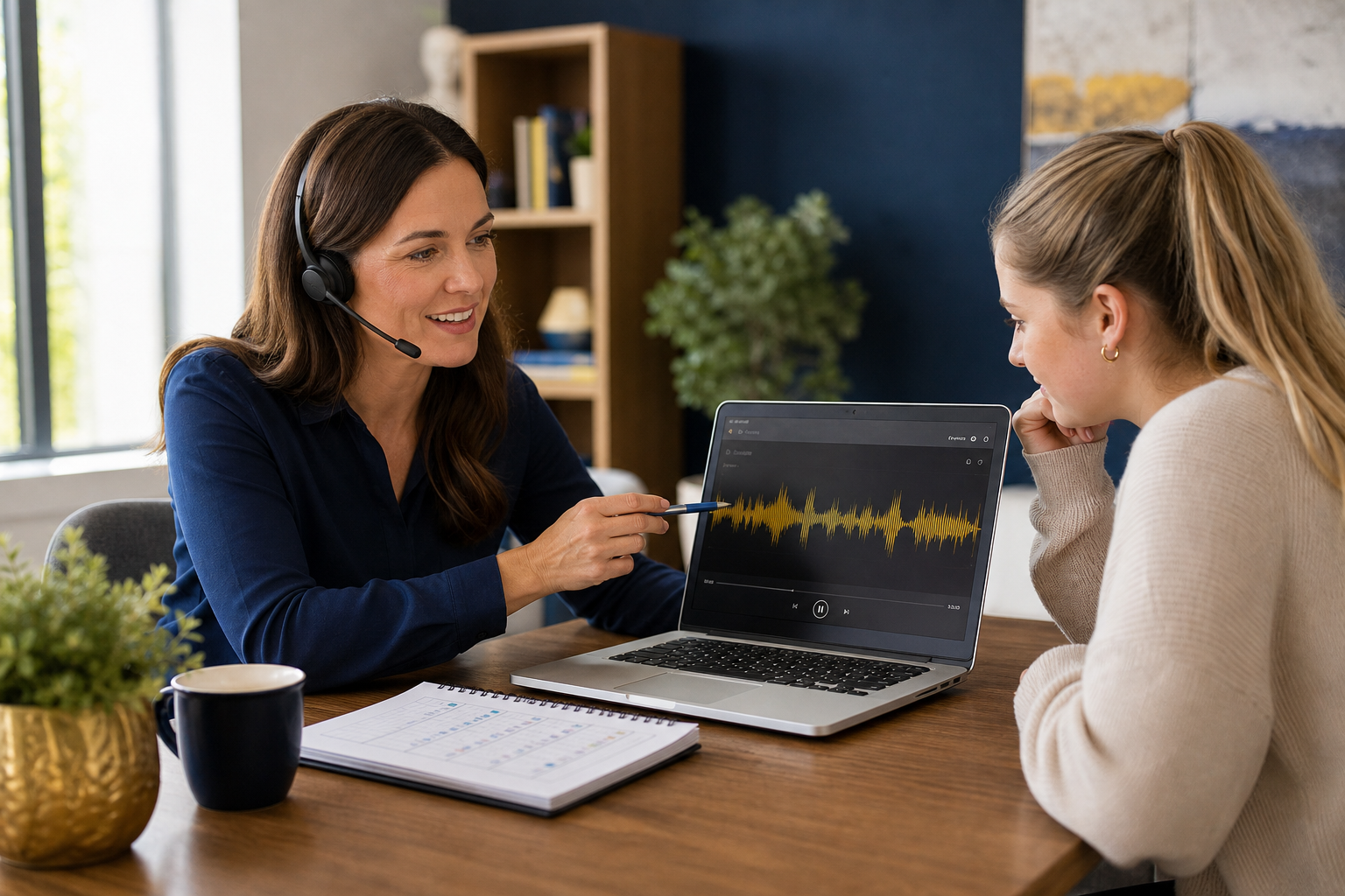 Coach marking learner speaking recording