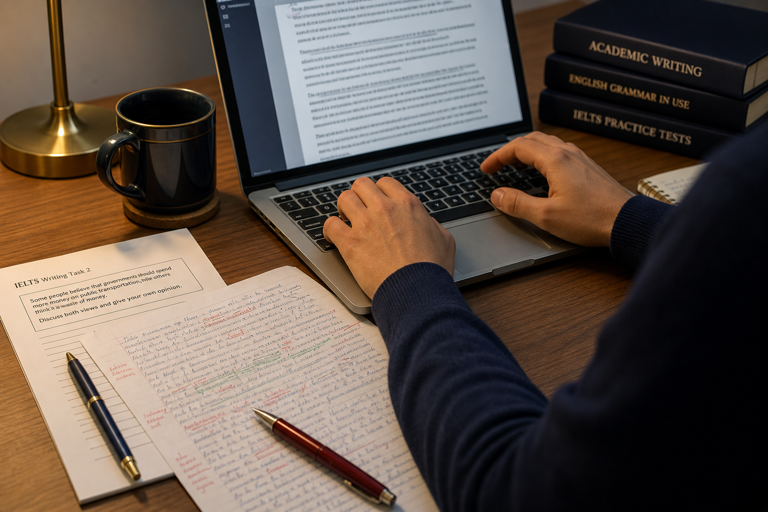 Annotated essay plan with paragraph headings and time marks