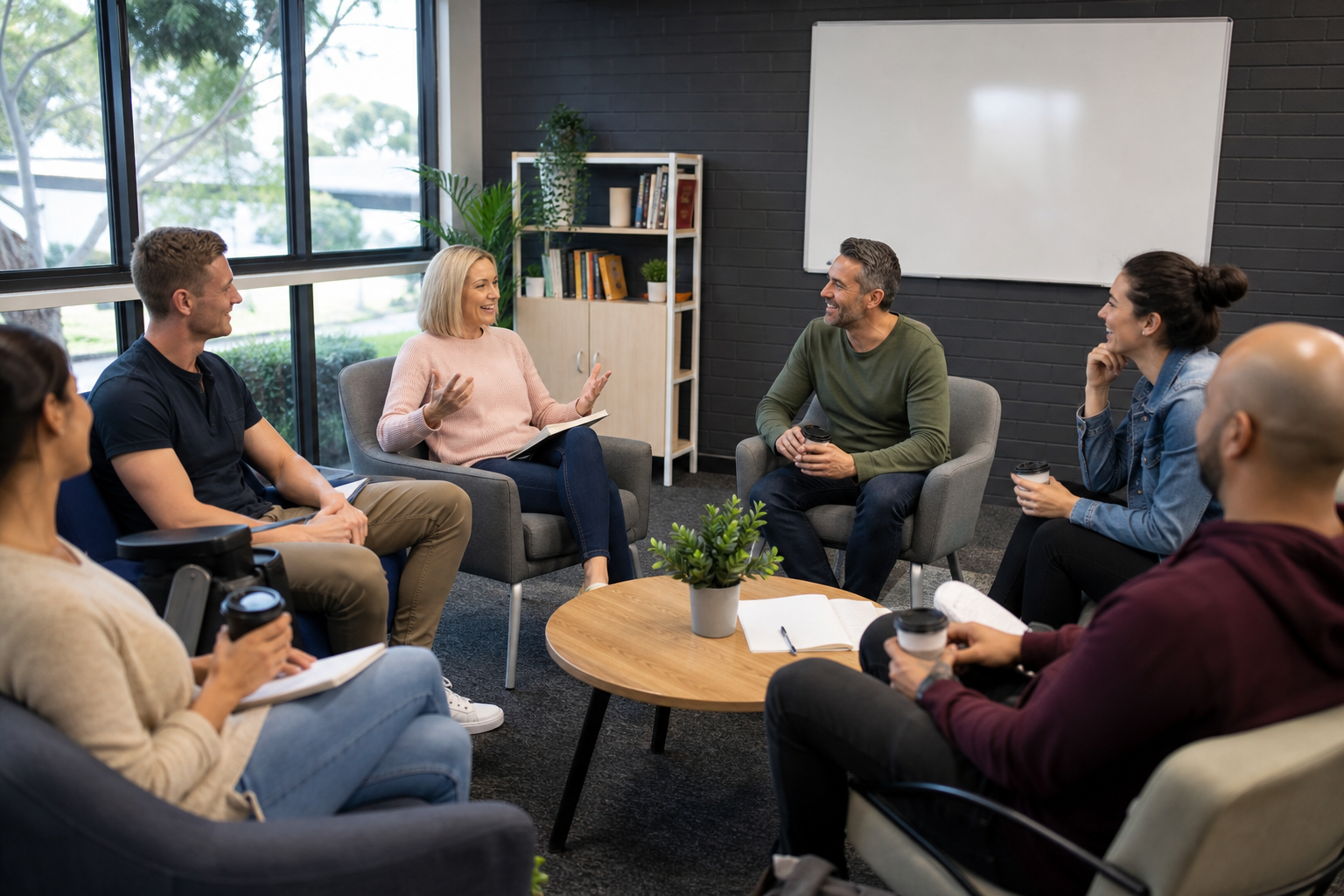 Adults practising General English conversation at H&H Academy